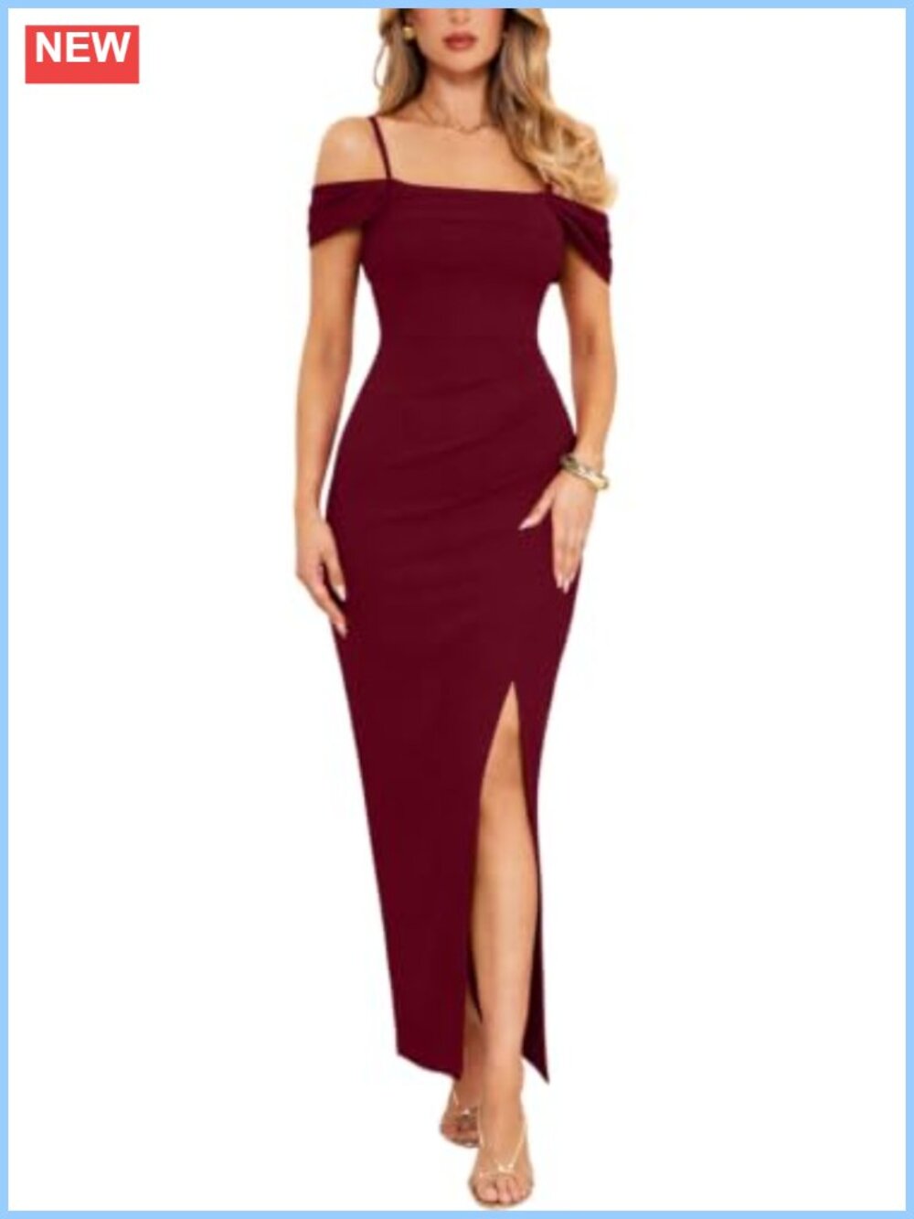 Off Shoulder Bodycon Maxi Dress Ruched Slit Formal Cocktail Wedding Guest